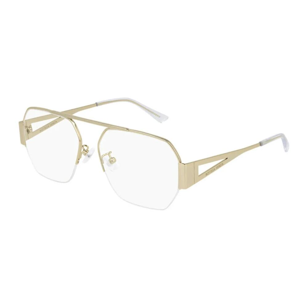 Bottega Veneta Eyeglasses Frames BV1067O 002 Gold Square Semi-Rimless 56-14-140